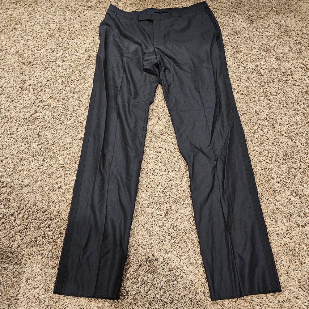 Zegna Wool Silk Tuxedo Trousers Navy Blue Mens‎ 56R Formal Dress Pants